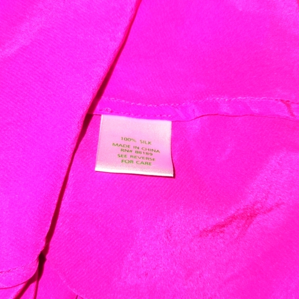 Lilly Pulitzer XS Hot Pink Silk Spring Strappy Blouse - Picture 5 of 6